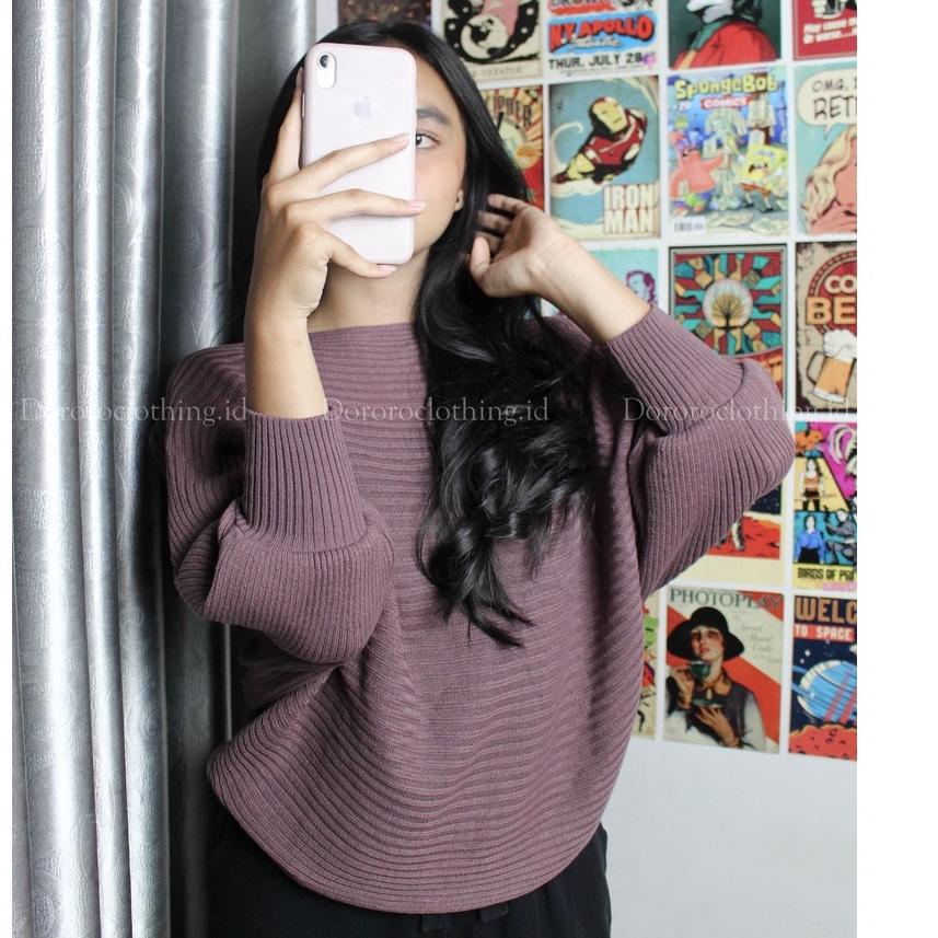 tup Blouse Rajut Lengan Panjang / Sweater Baju Rajut Tebal Batwing Diskon 2020