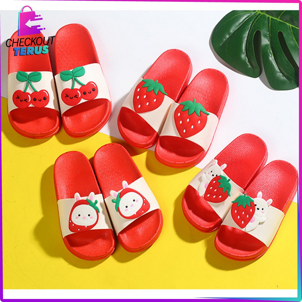 CT S47 Sendal Selop Nanas Gemoy Unisex Cewek Cowok Korean Style Sendal Anak Perempuan Slip On Bahan PVC Motif Buah Empuk Anti Licin