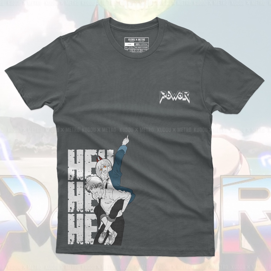 Tshirt Power x Denji Anime Manga Chainsaw Man Kaos Wibu Otaku Japan Style