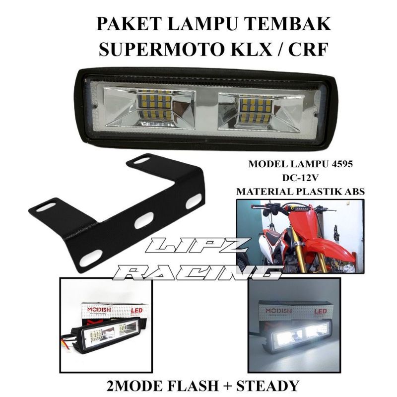 PAKET LAMPU TEMBAK SUPERMOTO PLUS BREKET KLX / CRF