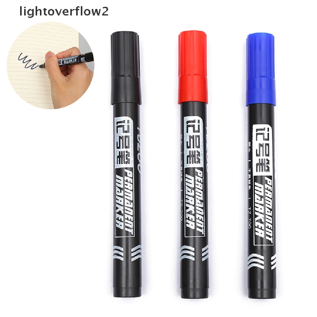 (lightoverflow2) 10pcs / Set Spidol Permanen Anti Air Tinta Hitam / Biru / Merah (ID)