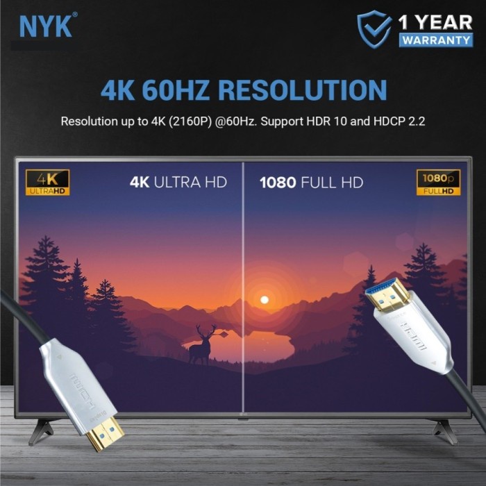 Kabel HDMI Fiber Optic 2.0 UHD 2160 NYK 10M
