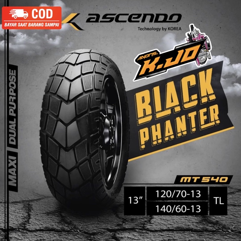 Ban Ascendo Black Phanter 140/60-13 120/70-13 Ban luar Motor nmax PCX160 ADV Depan Belakang