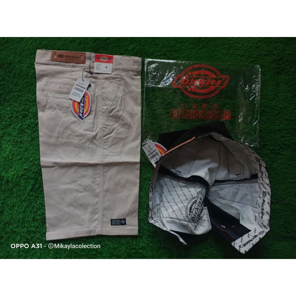 Celana Chino Pria Pendek Cream Dickies Premium Full Acc