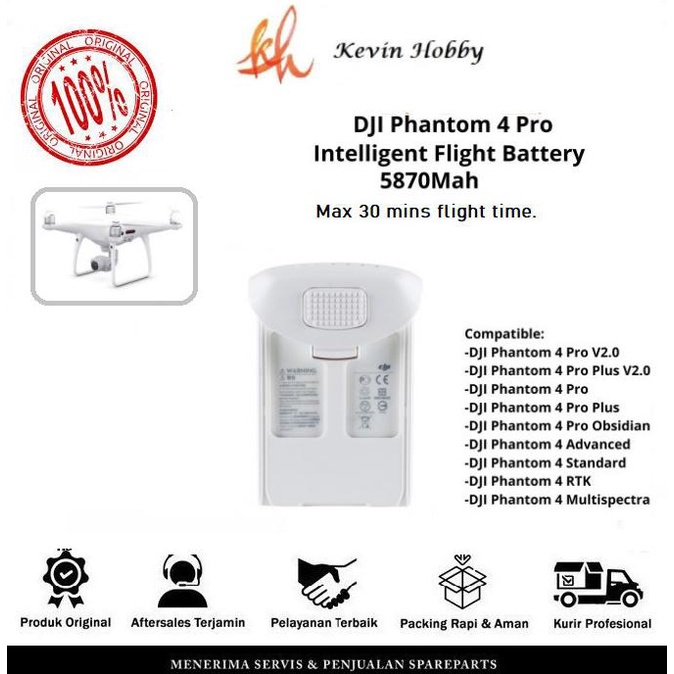 [ Promo ] Dji Phantom 4 Pro Battery - Drone Kamera Dan Aksesoris