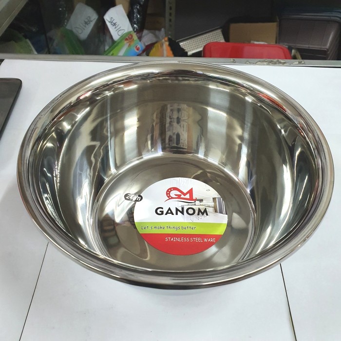 Baskom Ganom Stainless Steel 24cm Mangkok Korea Bowl Ware Cake