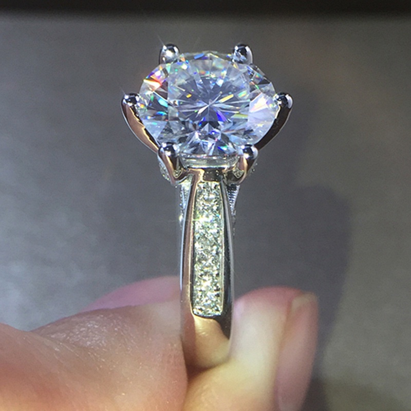 Fancyqube Fancycube Cincin Berlian Enam Cakar Gaya Klasik Untuk Wanita