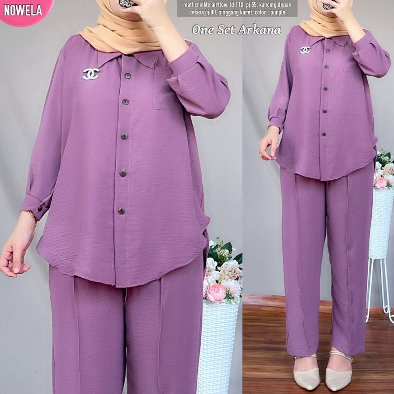 Setcel Crinkle murah / Setcel murah premium / setelan murah / setelan crinkle / setcel busuy-Lavender