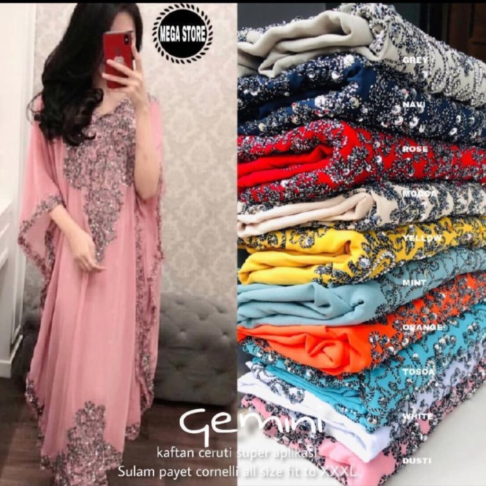 Laris GEMINI KAFTAN - KAFTAN CANTIK MURAH BAJU LEBARAN DRESS WANITA KAFTAN