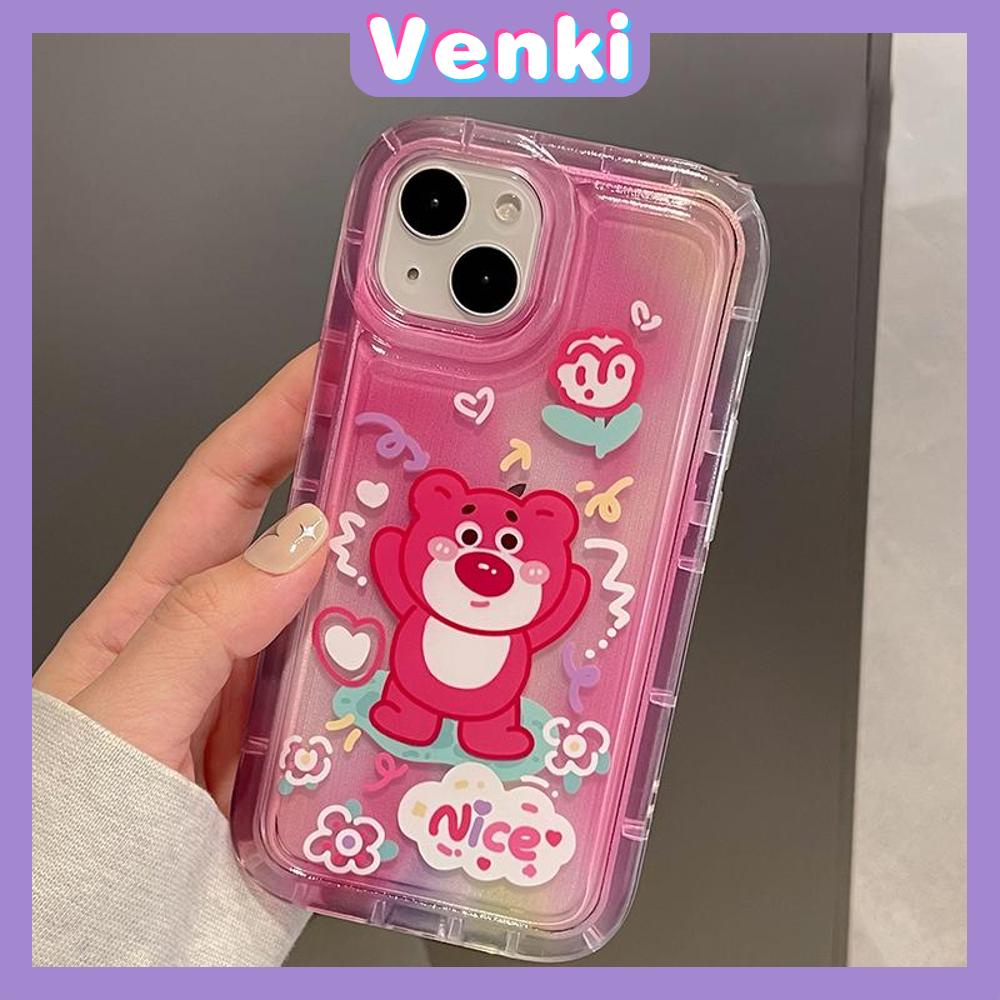 Case For iPhone 14 Pro Max TPU Soft Jelly Airbag Case Green Cartoon Cute Pink Bear Case Camera Protection Shockproof For iPhone 14 13 12 11 Plus Pro Max 7 Plus X XR