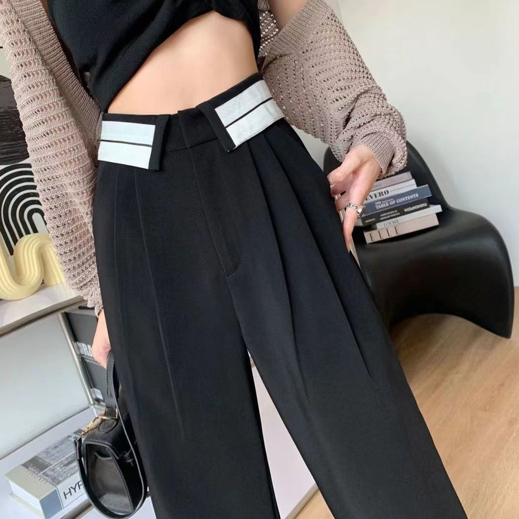 Celana Kerja Wanita Kantor Hitam Highwaist Pants Korean Style Celana Kaki Lebar