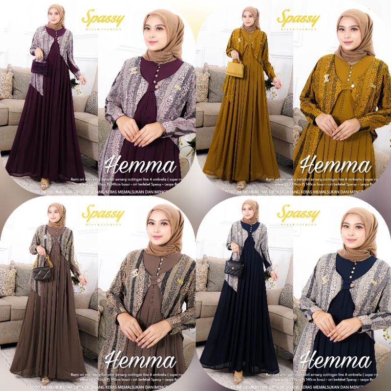 [Ready stok] Minna+ hemma maxy dres ori spassy Rayon mix ceruty