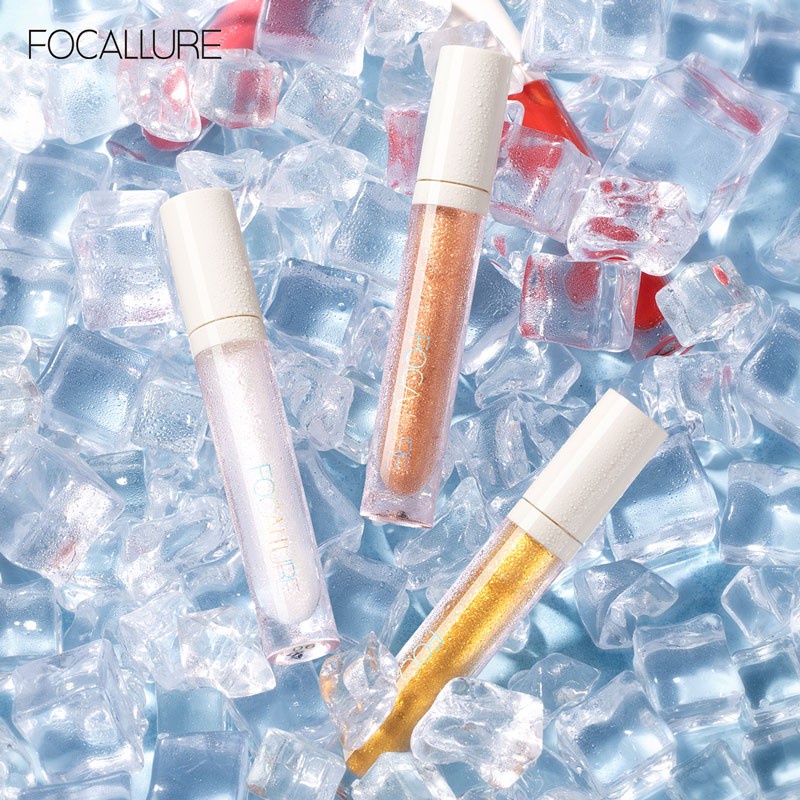 FOCALLURE Lip Gloss Gliter Make Up Kosmetik Bibir Berkilau Dengan Pelembab(100% Original) Jaga Agar Tetap Terlumasi