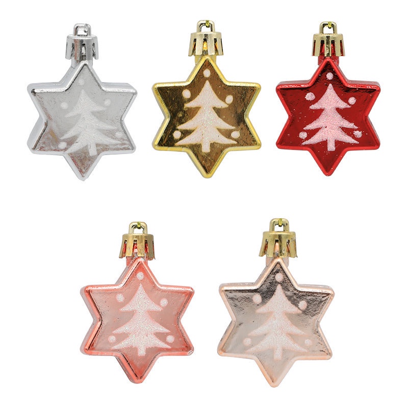5pcs Ornamen Gantung Bentuk Bintang Warna-Warni Untuk Dekorasi Pohon Natal