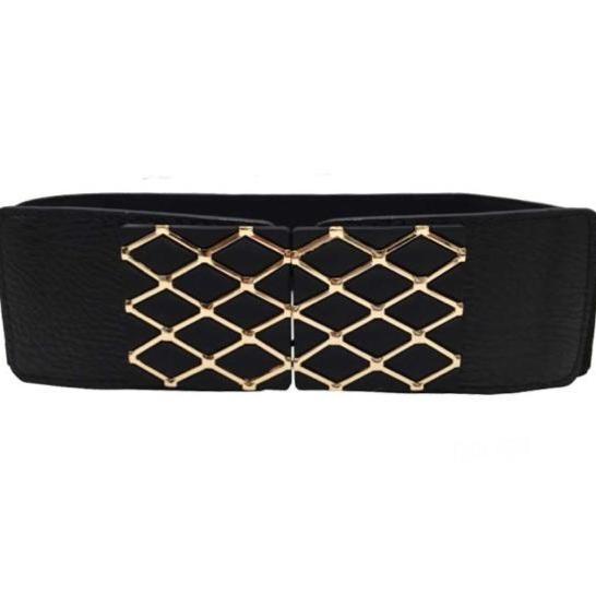 [BISA COD] Belt Wanita Korea Lebar Hitam Ikat Pinggang Dress Skirt Waistband "NET