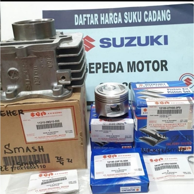 BORING CYLINDER BLOK SEHER SET SUZUKI SMASH 110 PISTON KIT ASLI ORIGINAL SGP 11210B09G10N000