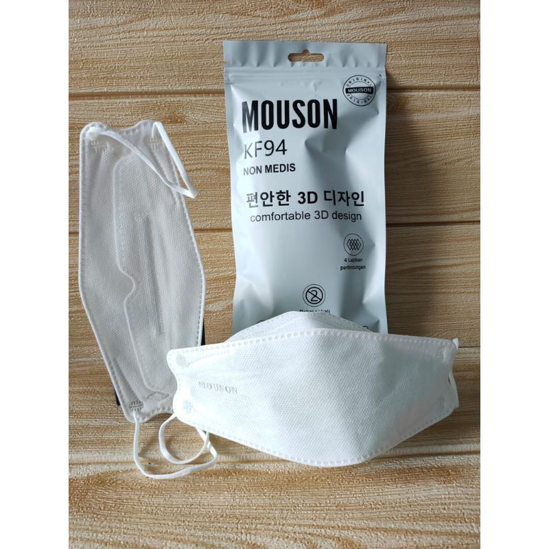 KF94 MASKER FACEMASK MOUSON / CAREION / ONCARE 4PLY ISI 10 PCS WARNA HITAM - PUTIH-PUTIH MOUSON / KF94