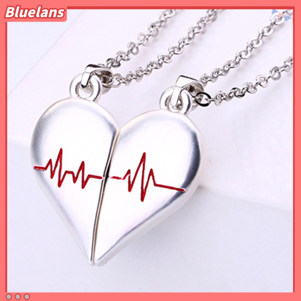 2pcs / Set Kalung Desain Puzzle Hati Bahan Alloy Electroplating Untuk Pasangan