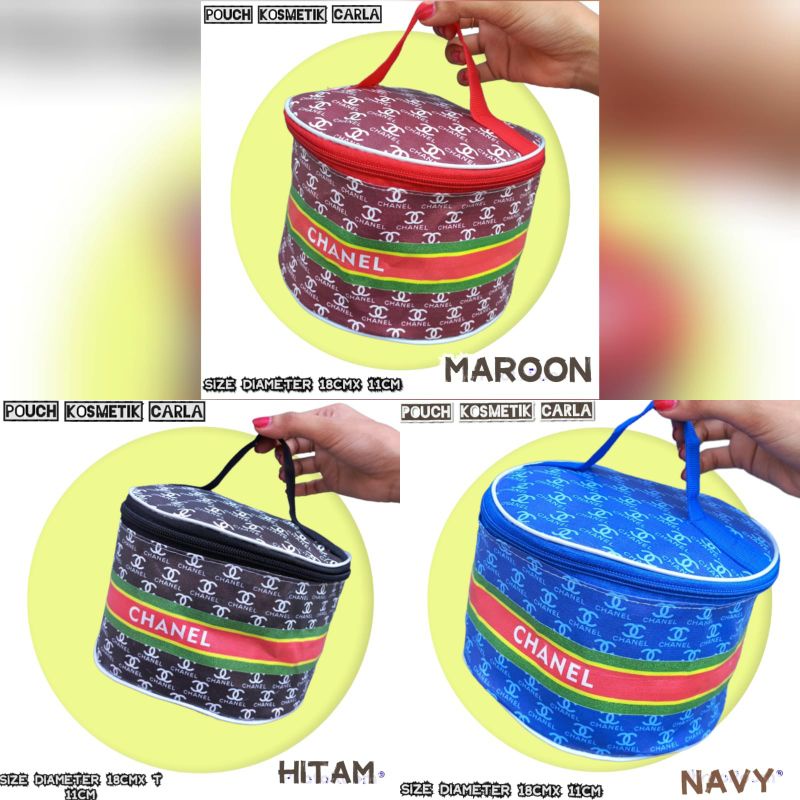 POUCH KOSMETIK BULAT MOTIF SERBAGUNA