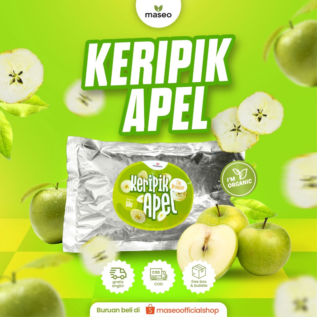 Maseo Keripik Buah Asli Topping Madu / Kripik Pisang Apel Nangka Salak / Oleh Oleh Malang