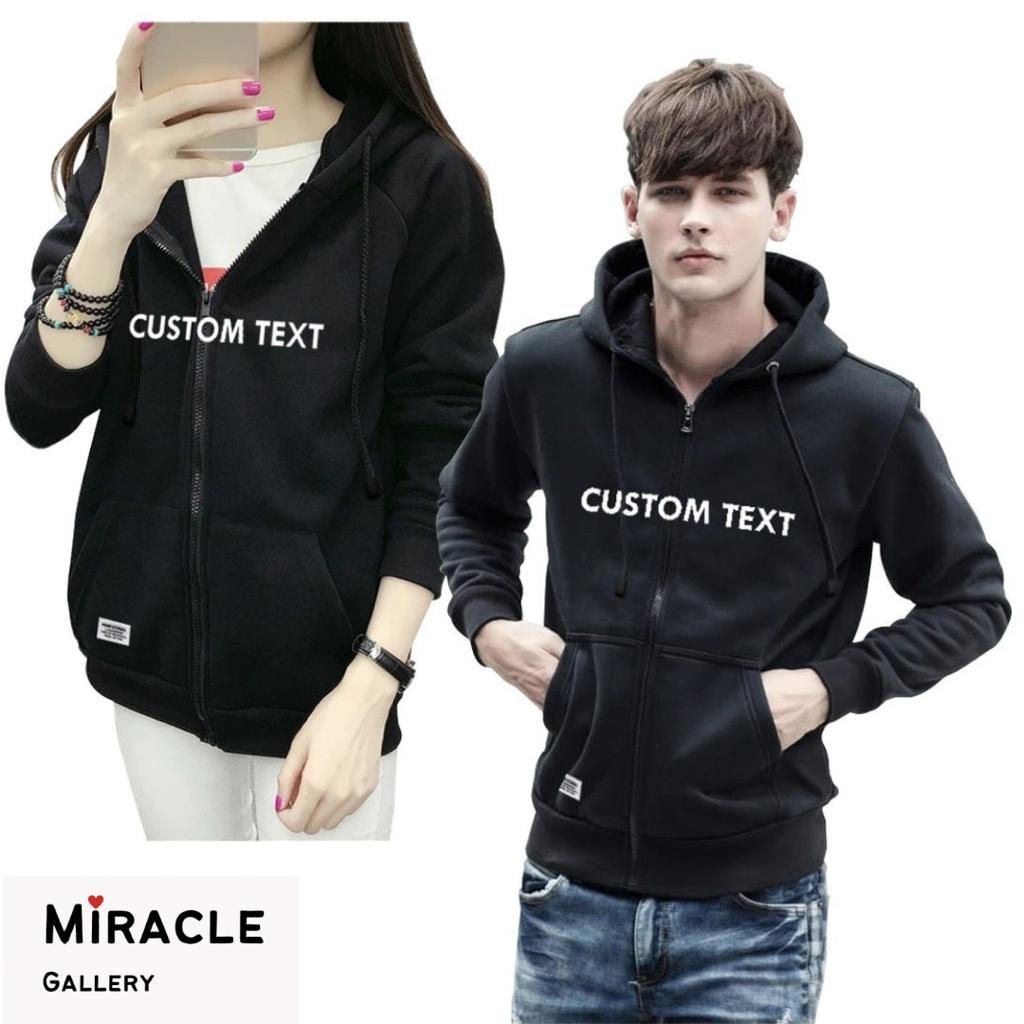 Sweater Hoodie Couple / Jaket Pasangan CUSTOM NAMA/CUSTOM TEXT Bahan Fleece Premium