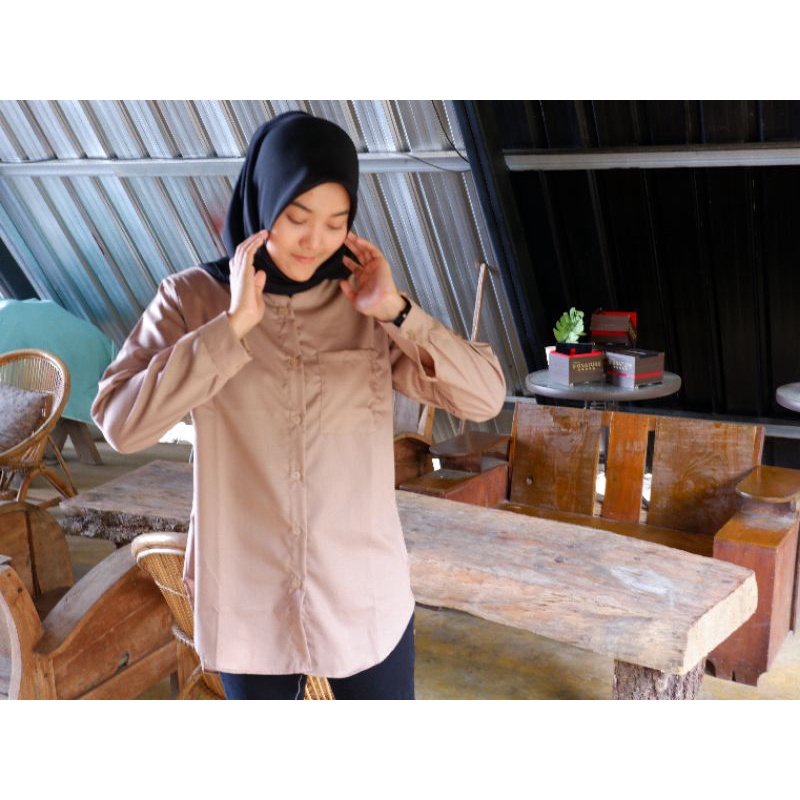Kemeja basic polos kerah sanghai ld 100-110cm/ kemeja toyobo tangan panjang