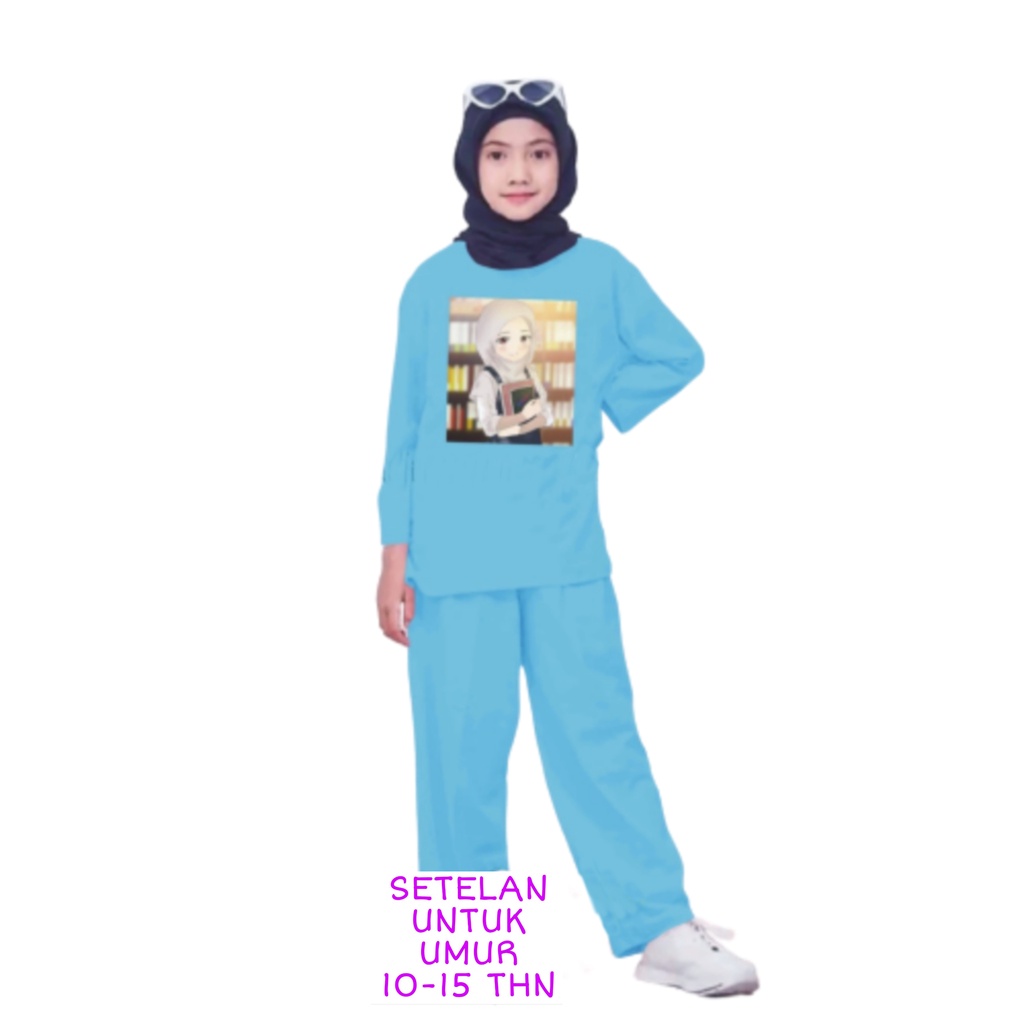 Setelan Anak Perempuan Remaja Bahan Kaos Babyterry Kaos Lengan panjang dan Celana panjang Oversixze XXL 10 11 12 13 14 15 Tahun . One Set Anak Perempuan Terbaru 2023 Viral Stelan Remaja Kekinian Setelan Baju Anak Tanggung K3