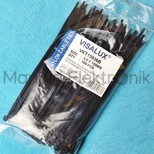 Kabel Ties Cable Tie 3,6 x 150mm Visalux 100pcs - Kabel Tis 15cm - Cable Ties 150mm - Tali Ripet 100 pcs Hitam Putih