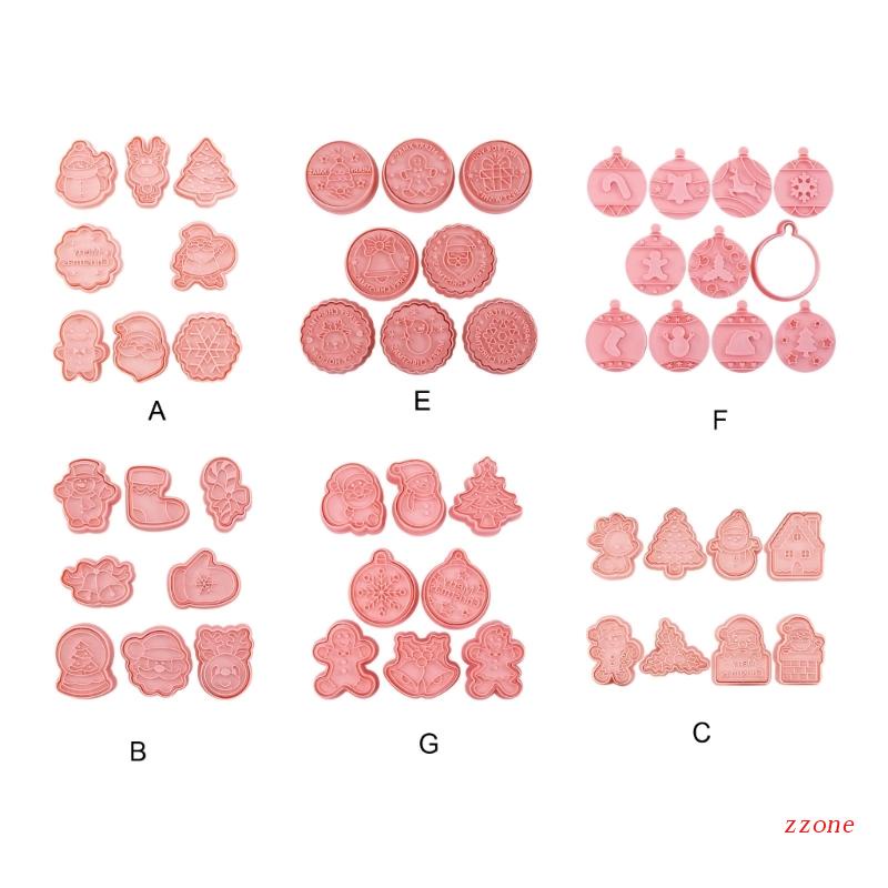 Zzz 8pcs / Set Cetakan Kue / Pastry 3D Motif Kartun Natal Untuk Peralatan Panggang / Dapur Diy