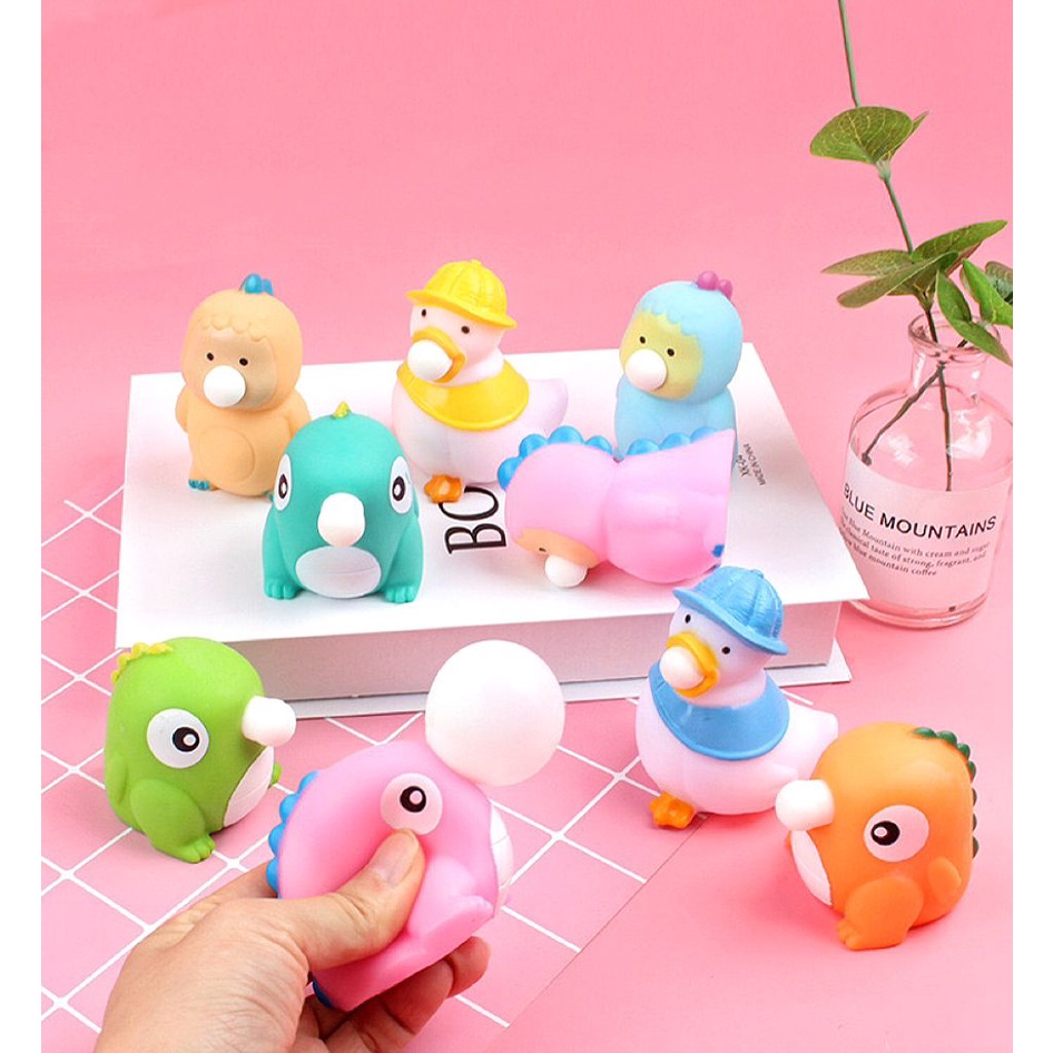 Mainan Squishy Dino Pop it Karet Silikon Balon Silicone Pencet Lentur Aman