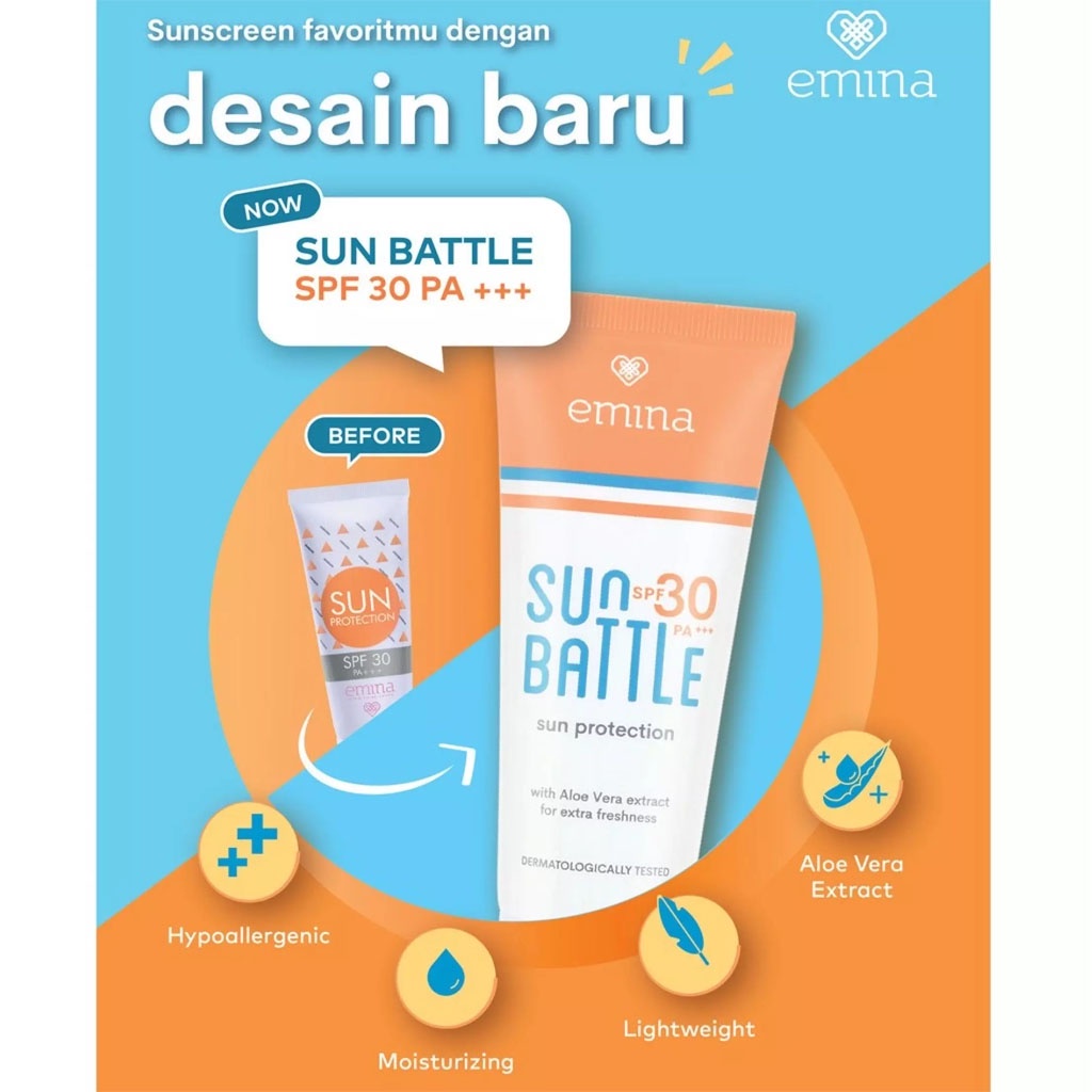 SUNSCREEN EMINA SUN BATTLE SPF 30, 60ml RUMAH CANTIK