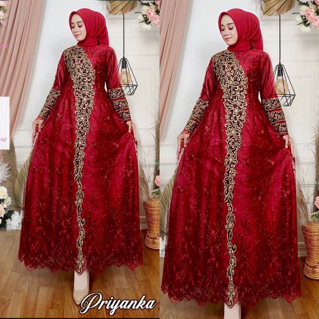 Gamis PrIyanka//Model Baju Gamis Wanita Pesta Kondangan Terbaru Terlaris Original BY Pelangi Jaya