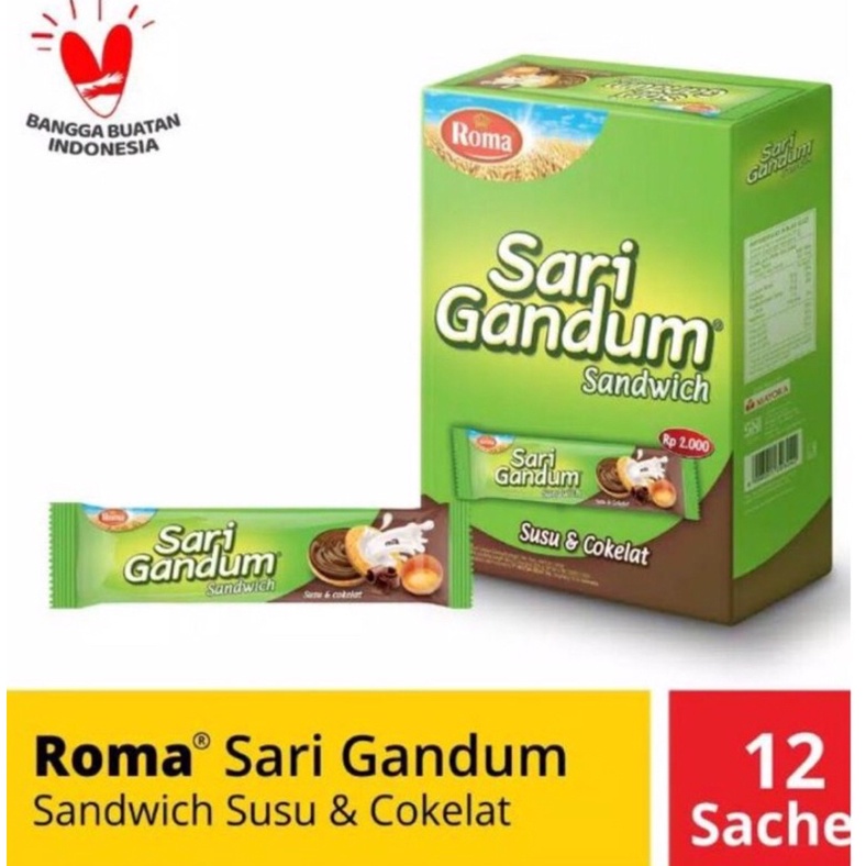 

Sari Gandum Sandwich Coklat 1 box 12 sachet