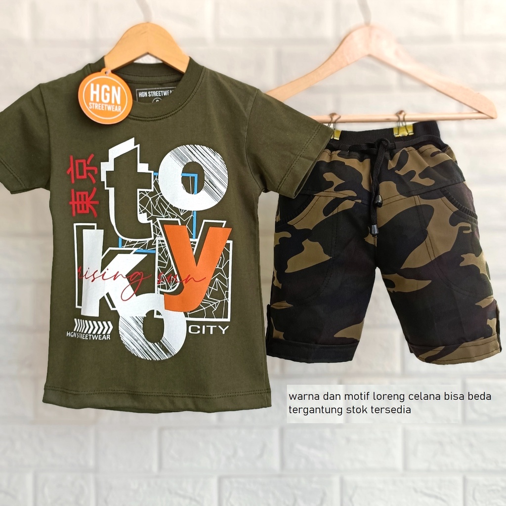 Setelan Anak Cowok Pakaian Anak Laki-Laki Baju Anak Cowok Celana Pendek Anak Laki-Laki 1-10 Tahun HG