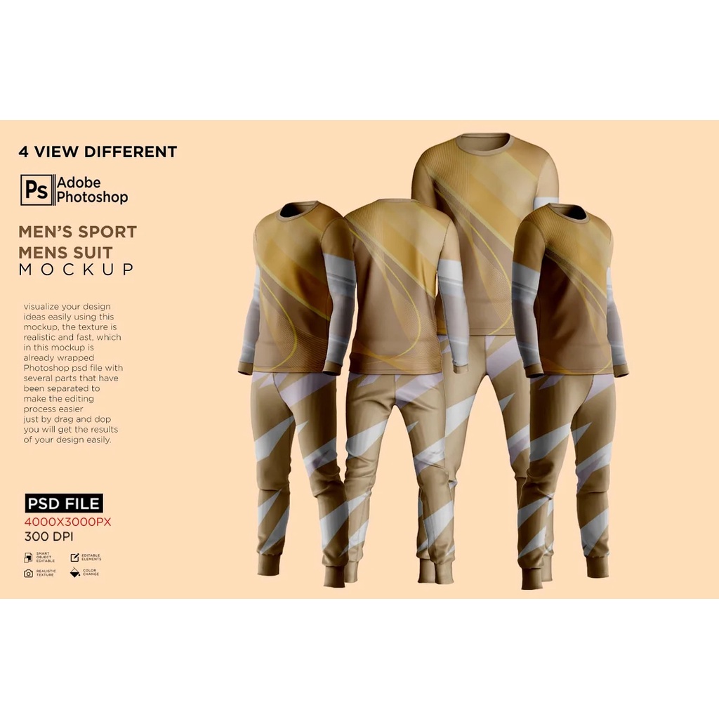 Sport Mens Suit Long Sleeve Mockup