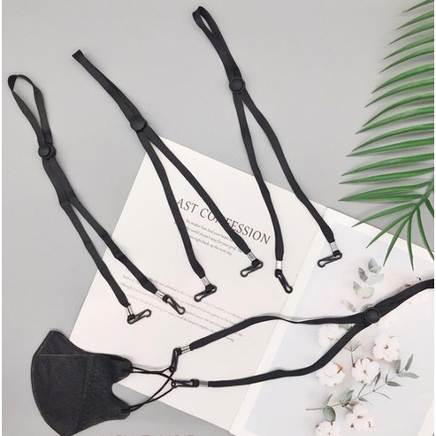 Tali Masker Hitam Strap Kalung Konektor Masker Gantungan Leher Premium