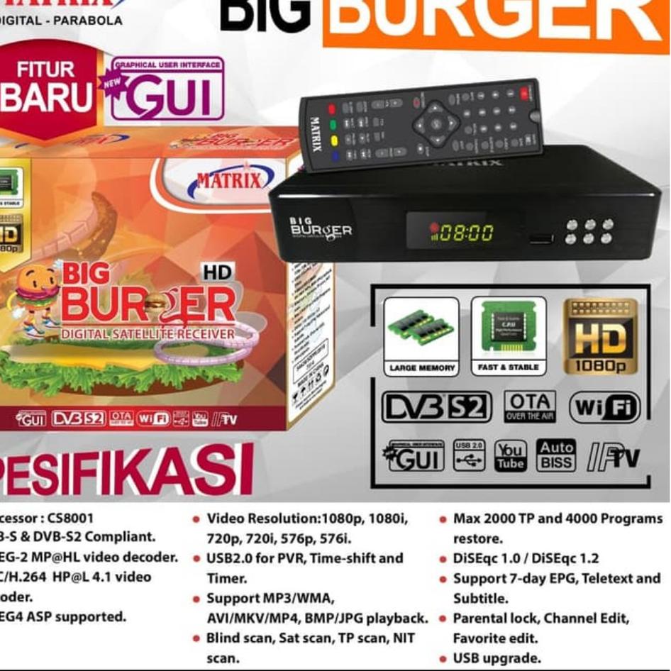 *BEST SELLER* Receiver matrix parabola big burger hd mpeg4 kwalitas oke