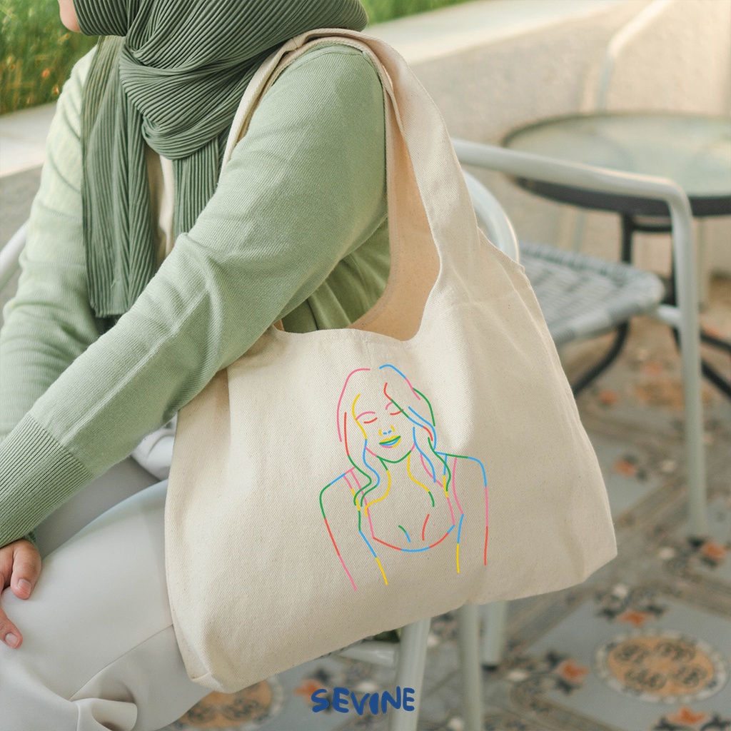 Sevine Tote Bag Kanvas Bonnie Tas Wanita Kuliah Fashion Laptop Totebag Quotes Motivation Aesthetic Vintage Pastel Retro - ME