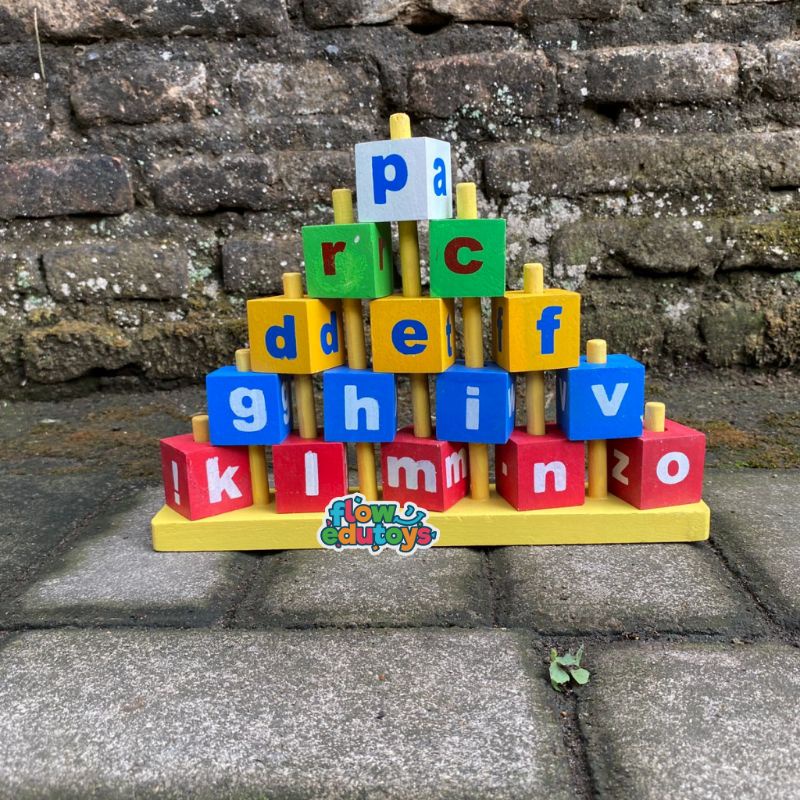 Piramida Huruf Abjad / Balok Susun Piramid Abjad / Balok Piramida Huruf Abjad