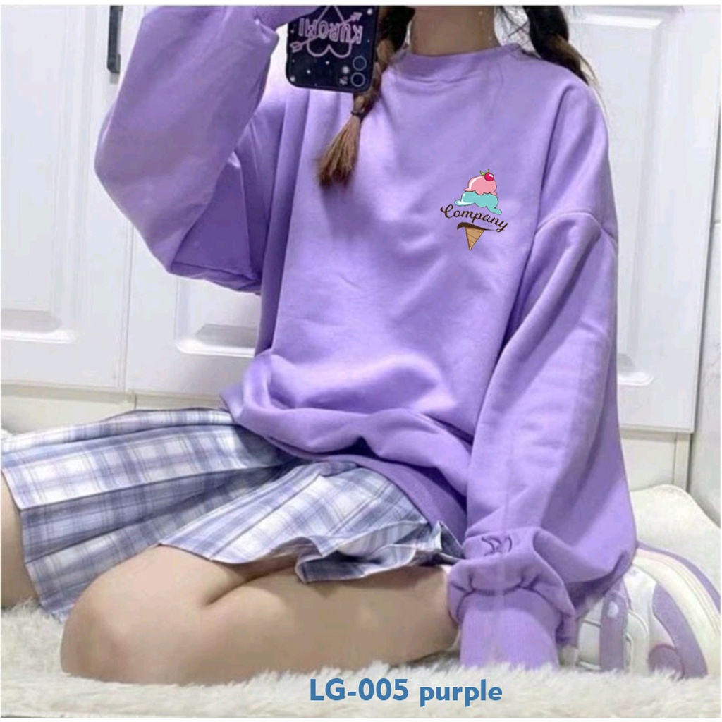 AA1- Sweater Oversize Wanita Fleece Pastel