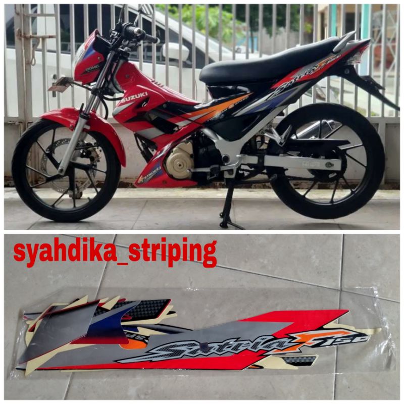STIKER STRIPING LIS BODY SUZUKI SATRIA FU CBU THAILAND 2004 2005 MERAH