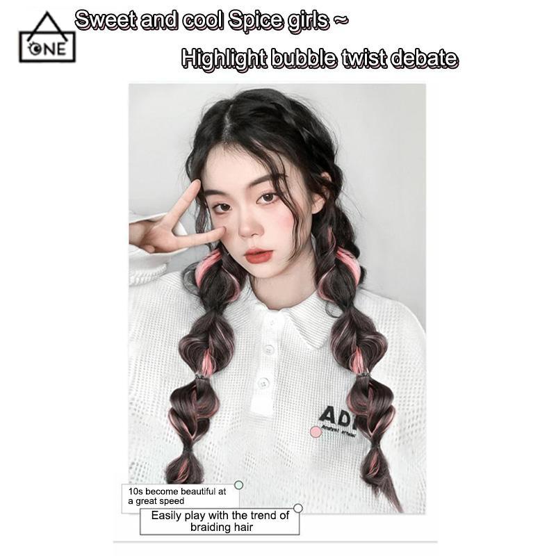 COD❤️Ekor Kuda Poni Ganda Tinggi Wanita  Sorot Lantern Puff  Kepang Twist  Kepang Wig Tali Rambut Ikat Hair Extension Hairclip Korea lima klip