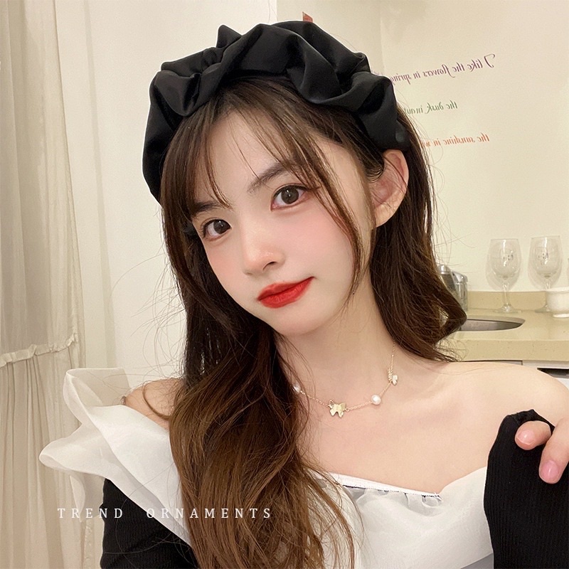 Caliloops Bando Bandana Kerut Scrunchie Nagita Korea Dewasa Lebar Wina