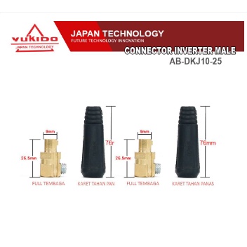 DIJAMIN ORI!! YUKIDO JAPAN Kabel Konektor Male Connector Las 10 - 25 mm bisa untuk semua merk Mesin Las