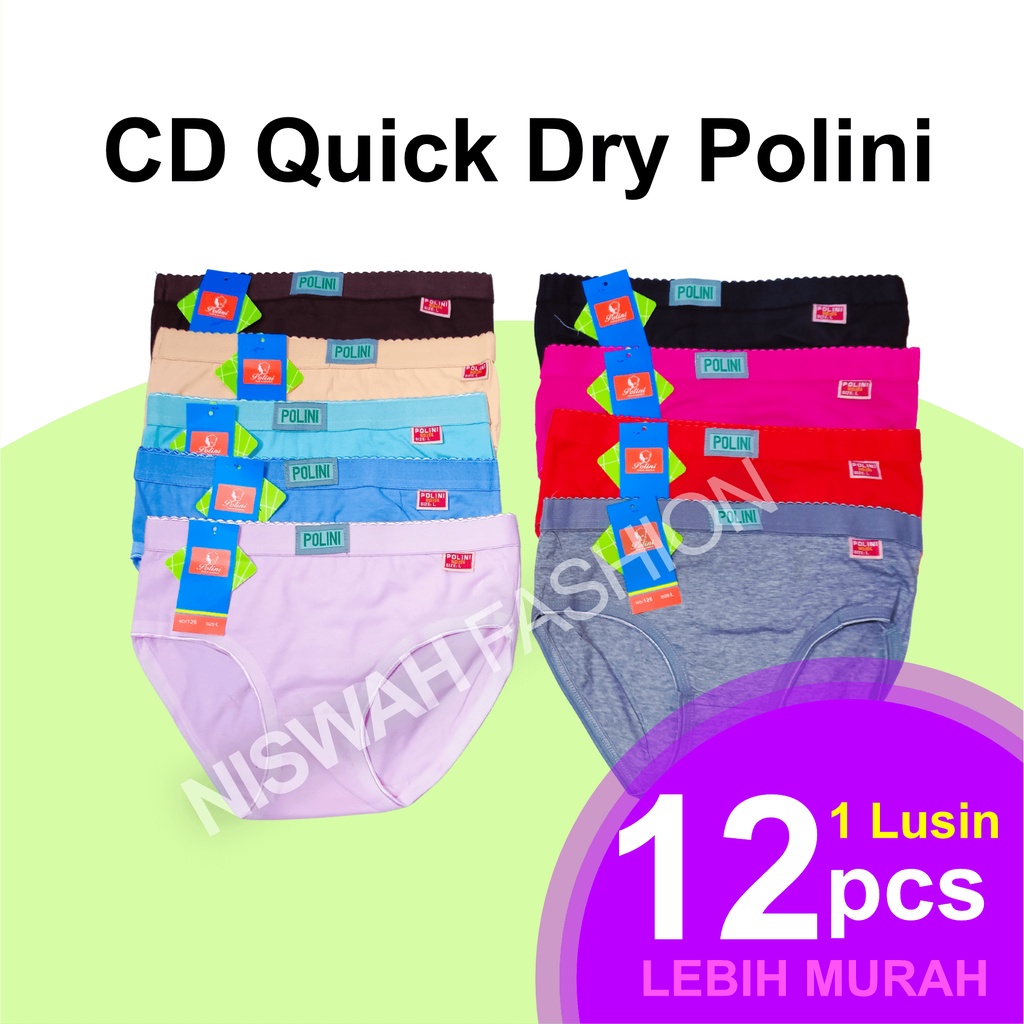 12x Celana Dalam Wanita Remaja Dewasa Polini 126 Polos CD Cewek Undies 1 Lusin Murah Harga Grosir