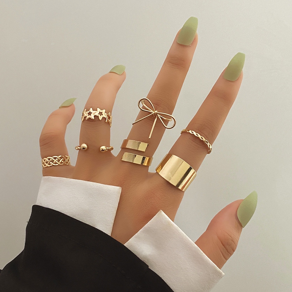 Set 8 Pcs Cincin Adjustable Bahan Metal Gaya Retro Untuk Wanita