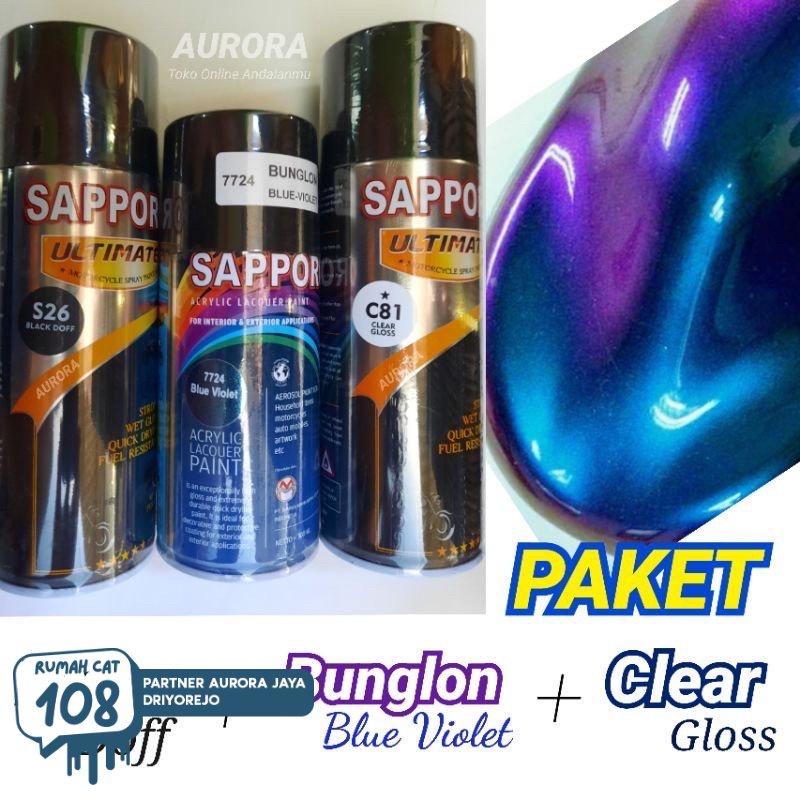 

Rumah Cat - PAKET pilok Bunglon Sapporo Blue Violet 7724 Cat Biru Ungu 3D Pilox 3 Dimensi Khameleon Pylox Hitam doff S26 Clear C81 Rumah Cat Motor dan Mobil