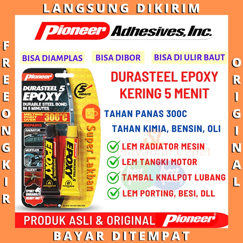 Lem Knalpot Motor Bocor Durasteel Lem Perekat Besi Lem 5 Menit Tahan Air Tahan Panas 300C Serbaguna - Super Lakban