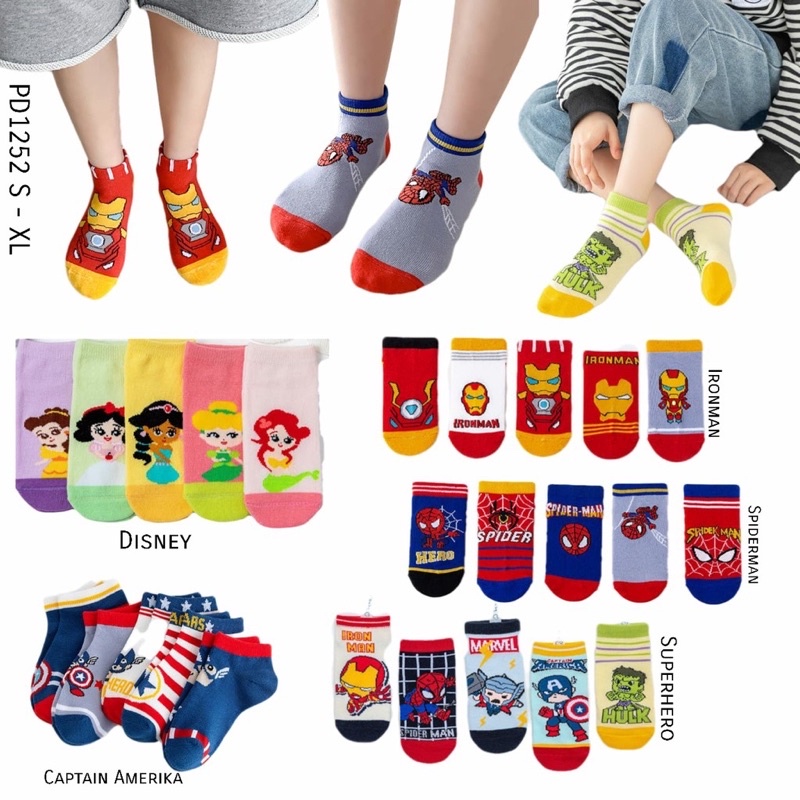 Kaos Kaki Anak Cowok Cewek Laki Laki Superhero Perempuan Disney Princess