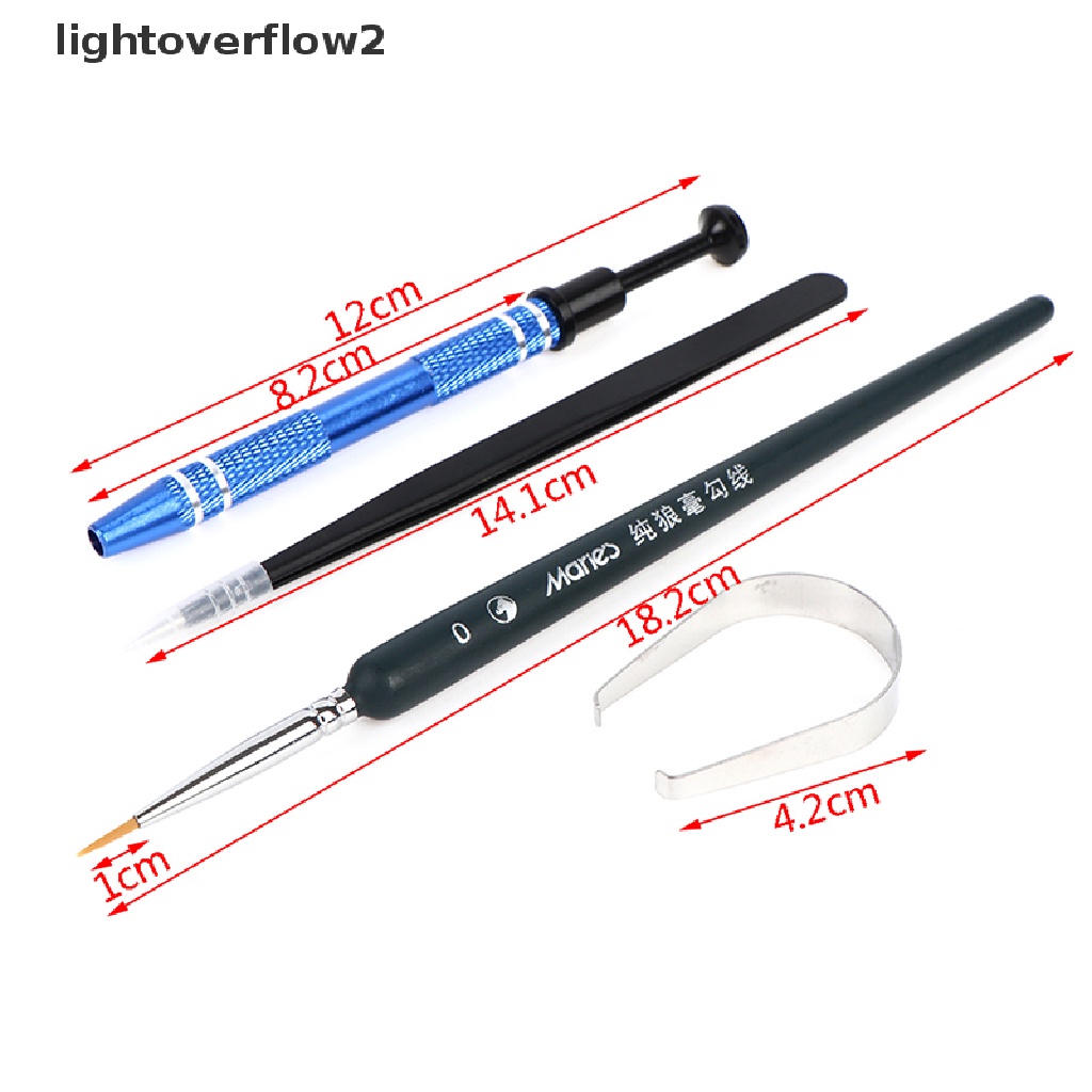 (lightoverflow2) 4pcs / set Alat Lube Brush + Pinset + Switch Stem Holder Untuk Keyboard